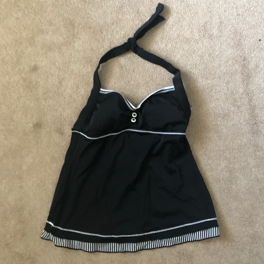 Halter Tankini With Ruffle Stripe